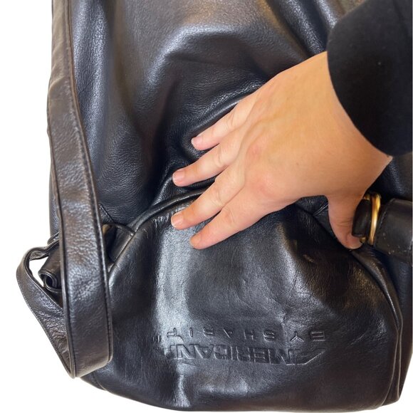 Vintage Americana Sharif Black Backpack Leather Drawstring Shoulder bag Large main image 8